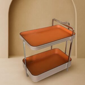 Orange and beige leather trolley