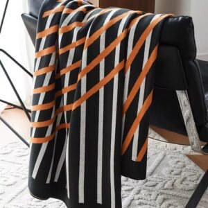 Orange Black and White Luxury Throw
